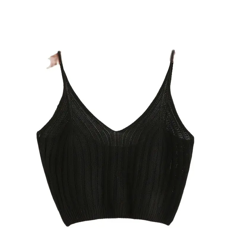 

2020 модная майка с V-образным вырезом, однотонная разноцветная трикотажная облегающая короткая майка в сексуальном стиле, оптовая продажа ил...