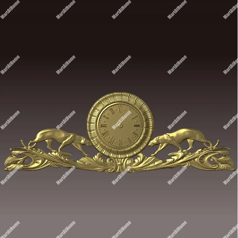 Часы с двумя гепардами 3D STL модель для ЧПУ гравировки и печати рельеф поддержка