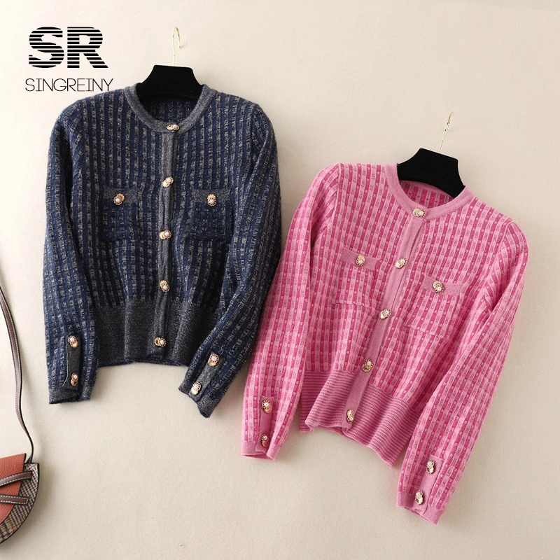 Осенний Женский вязаный свитер SINGREINY верхняя одежда винтажные вязаные топы с