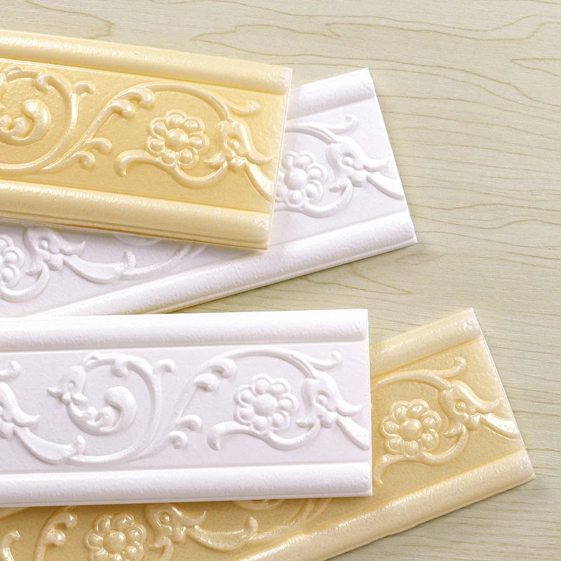 

1pc For Floor Corner PVC Self-adhesive Wall Stickers 3D Embossed Waist Line Foam Wall Skirting