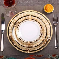 european steak plate golden bone china plate 10 inch 8 inch 6 inch plate western food plate dishes charger plates