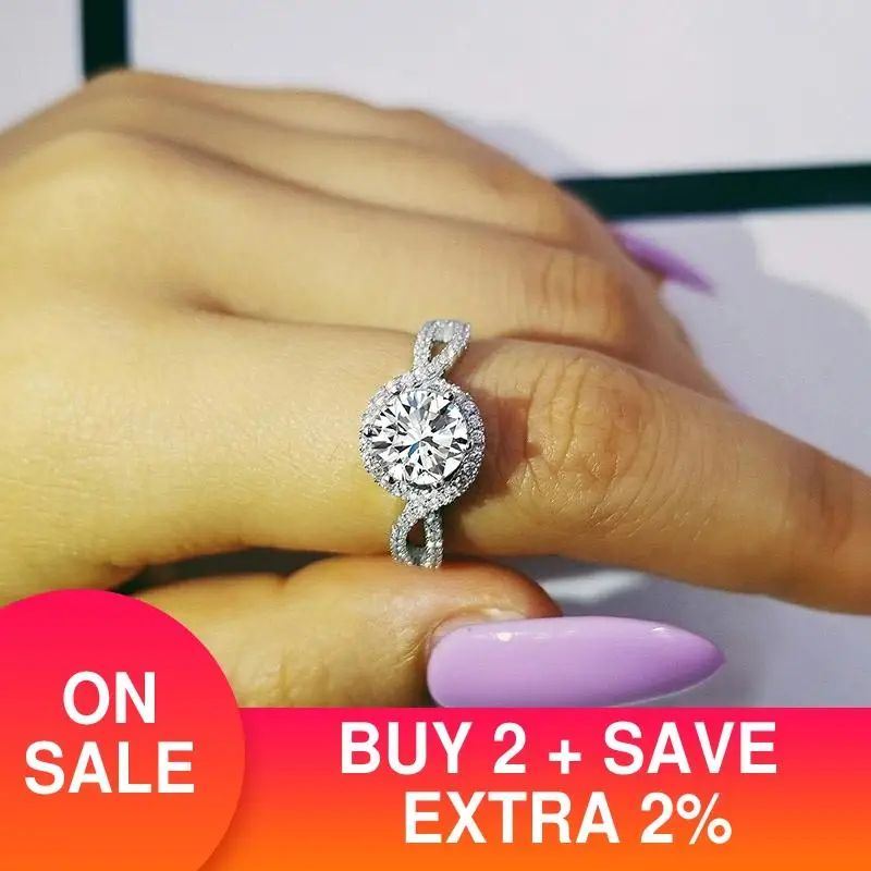 Оригинальные обручальные кольца из стерлингового серебра 925 пробы halo Twisted sede для