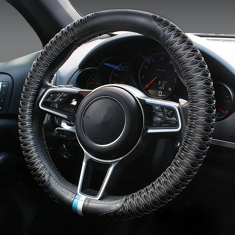 Летний ледяной Шелковый автомобильный чехол из искусственной кожи на руль