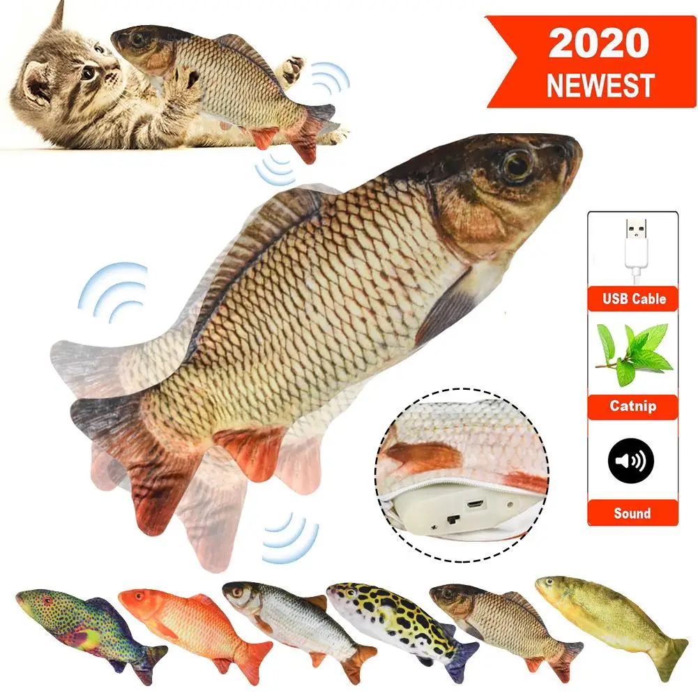 USB электрическая игрушка с движущейся рыбой для домашних животных Реалистичная