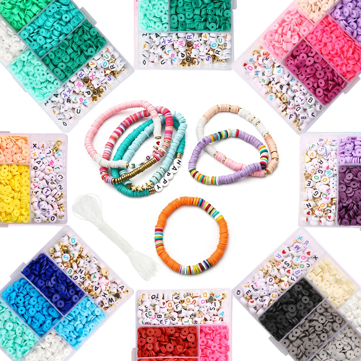 

1160pcs 6mm Box Set of Eight Colors Soft Ceramics Beads&Letter Beads&Jewelry Accessories for Diy Jewelry Making Findings