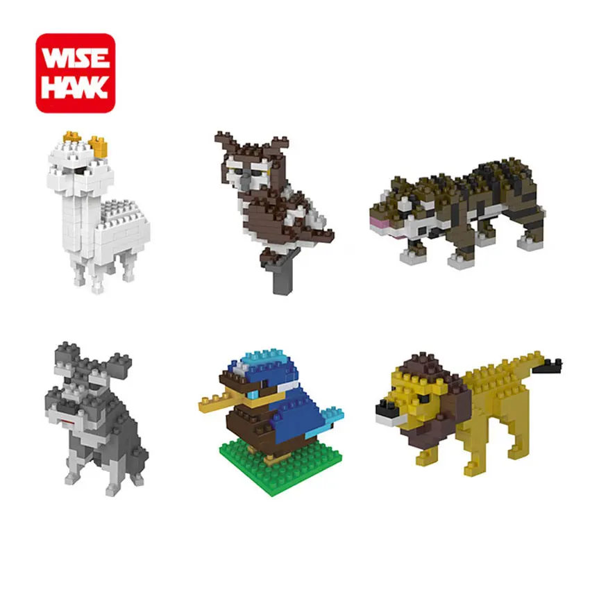 Мини кубики WiseHawk из серии животных птица собака Лев тигр модель сделай сам