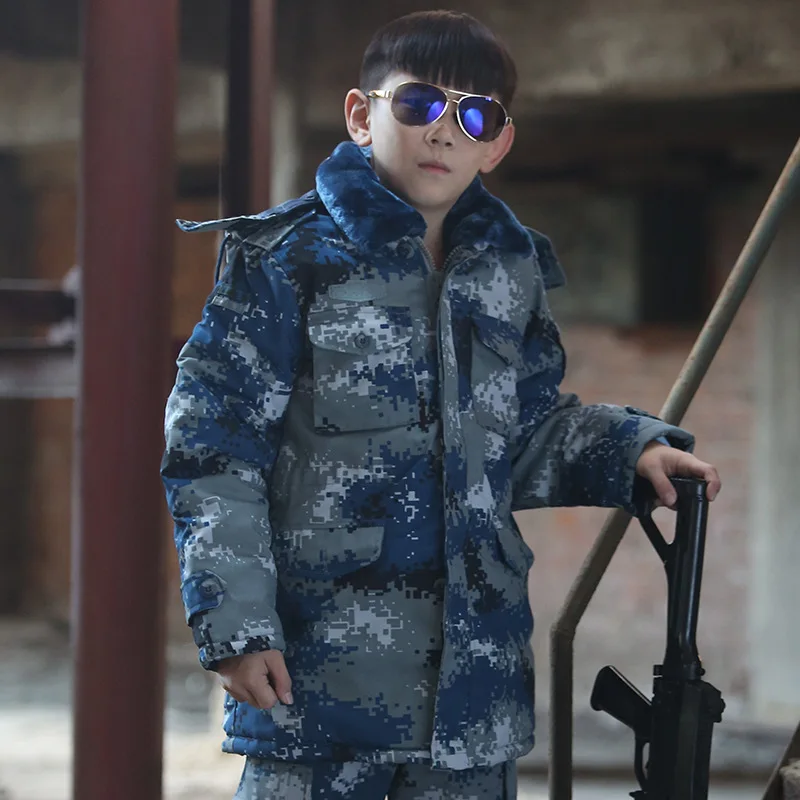 city camo thick 20 Зимняя Детская камуфляжная хлопковая стеганая куртка 3 в 1, водонепроницаемая ветрозащитная детская верхняя одежда для пеших прогулок и охоты - Цвет: city camo thick