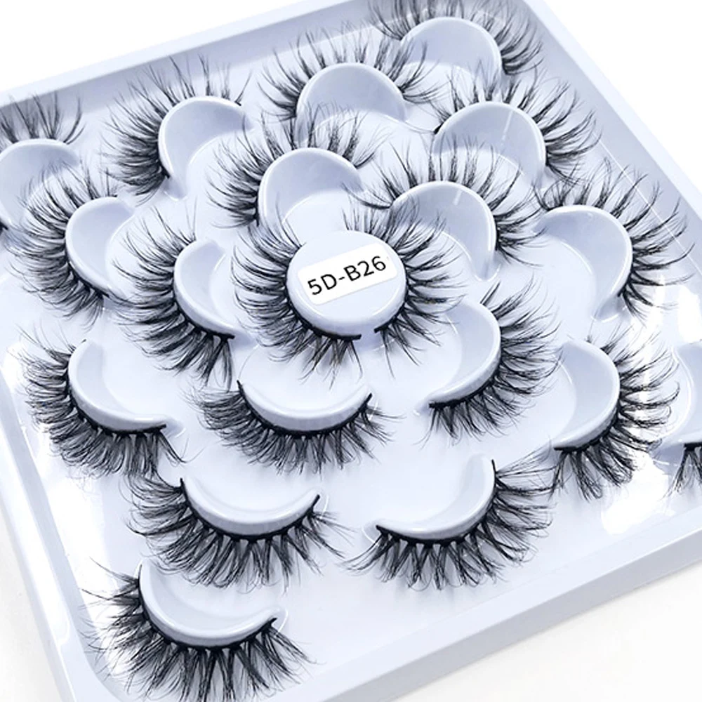 

HBZGTLAD 10Pairs 3D Soft Mink False Eyelashes Handmade Wispy Fluffy Long Lashes Natural Eye Extension Makeup Kit Cilios
