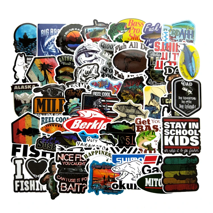 51 шт. забавные наклейки для рыбацких машин рыбалки s ноутбука чемодана