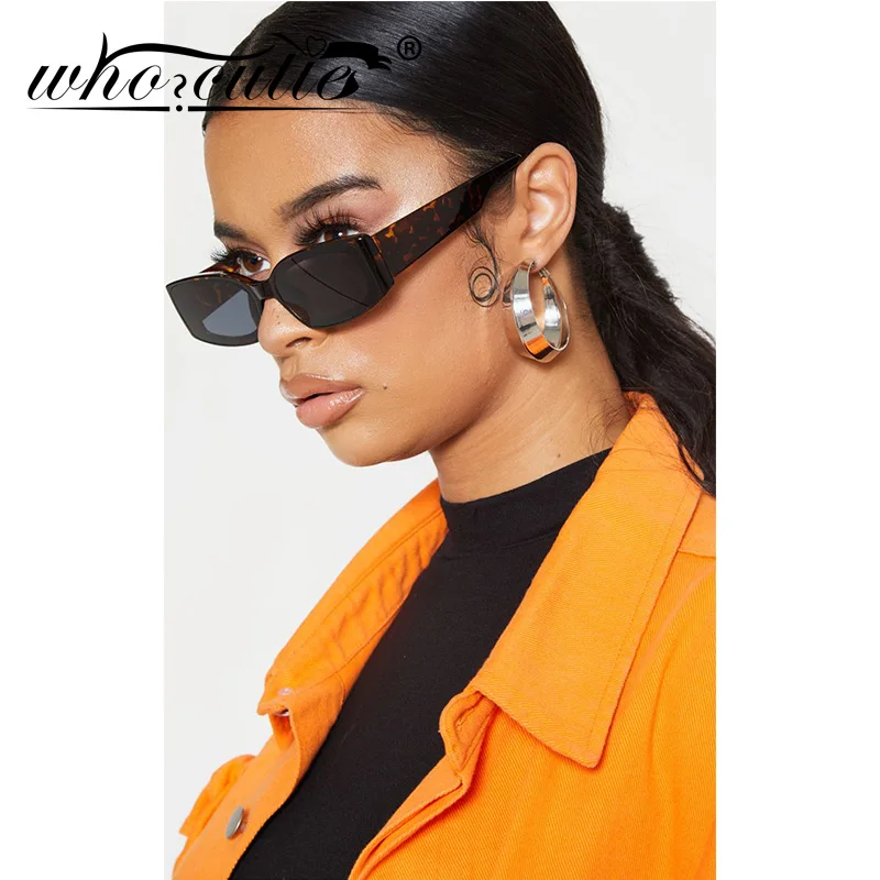 Очки солнцезащитные женские прямоугольные в стиле ретро узкие брендовые