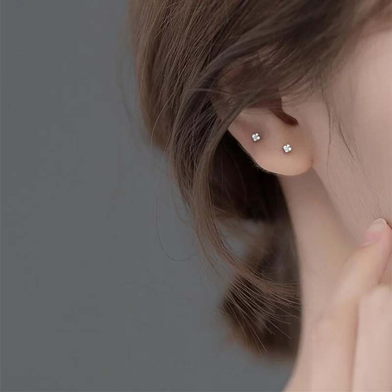 TrustDavis New 100% 925 Solid Real Sterling Silver Small Gradient Color Composition Glass Stud Earrings For Girls Gift DA48 | Украшения и