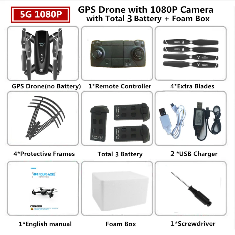 1080P 5G Foam Box 3 S167 RC Дрон с GPS 4K Квадрокоптер с 4 K/1080 P 5G WiFi FPV HD широкоугольная камера складной Квадрокоптер Дрон VS E58 SG906 F11 XS812 - Цвет: 1080P 5G Foam Box 3