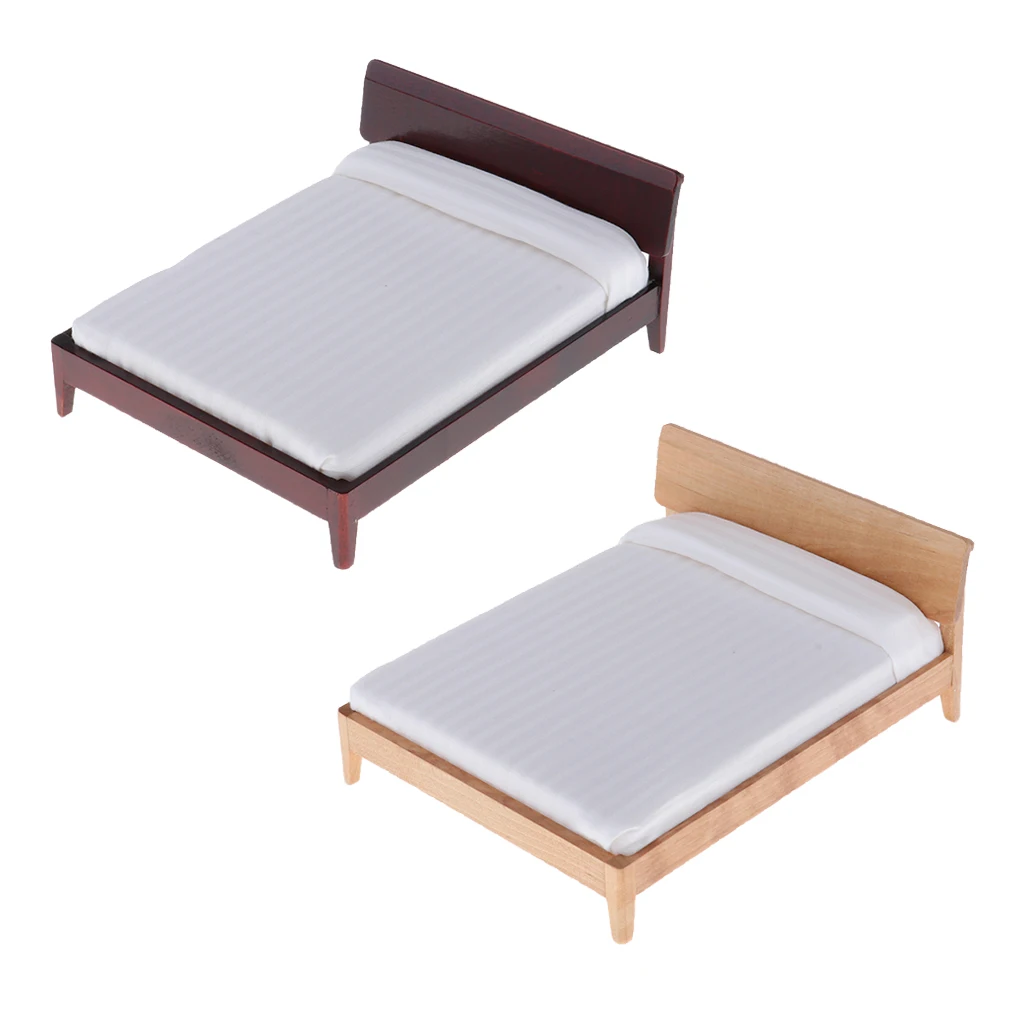 Набор мебели для кукольного домика в масштабе 1:12 деревянная кровать и Белая