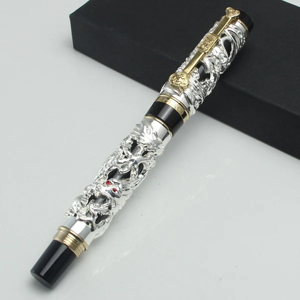 style 1 Jinhao, новейший дизайн, Ручка-роллер с драконом и Фениксом, серебристо-серая, золотистая, высокое качество,, роскошные подарочные ручки для письма - Цвет: style 1