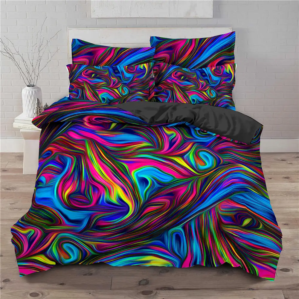 

3d Cover Set Abstract Duvet Cover Adult Psychedelic Geometric Pattern And Pillowcases Comforter Covers Queen King Bedding Set
