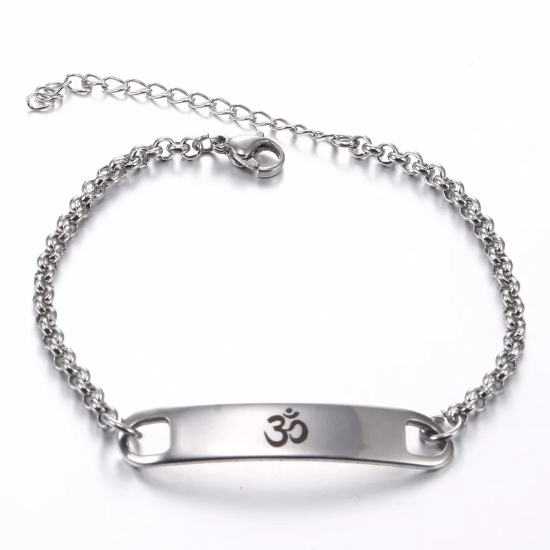 

Stainless Steel OM Chain Bracelets For Men Fashion Charm Bracelets Jewelry Text Engraved Party Gift