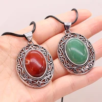 new style natural shell alloy necklace egg shaped lace pendant leather cord 2mm charms for elegant women love romantic gift