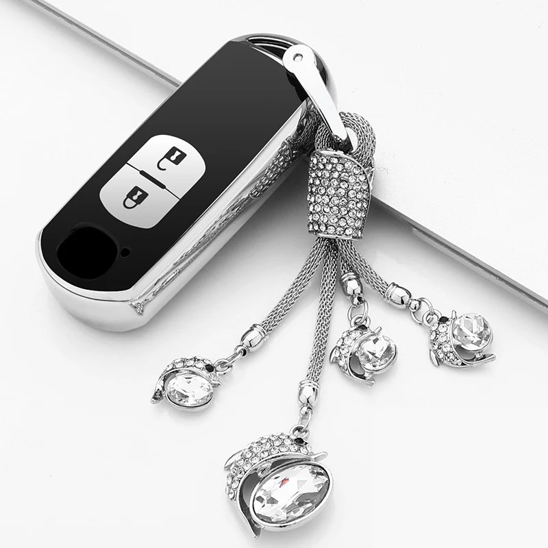 A-Silver-keyring Мягкий ТПУ автомобильные аксессуары чехол для ПК Автомобильный ключ чехол для Mazda CX-5/CX5 Atenza CX-7 CX-9 MX5 ключ крышка брелок защита - Название цвета: A-Silver-keyring