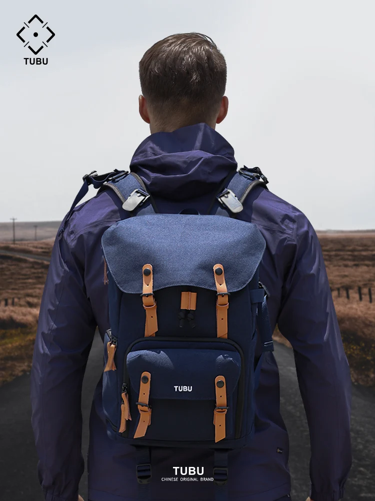 TUBU 6033 camera bag shoulder large capacity digital SLR bag casual portable backpack leather retro micro single camera bag