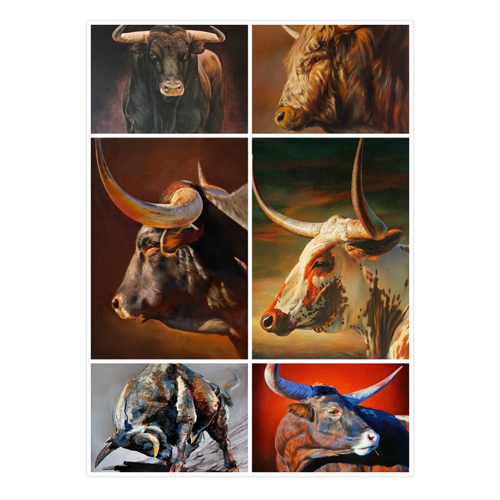 

YI BRIGHT Full Square/Round Diamond Painting Strong Bull Diamond Mosaic Animal Embroidery Picture of Rhinestones Home Decor