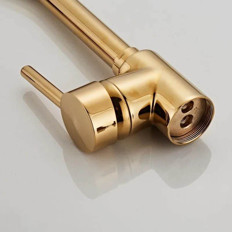 Deck Mount Brushed Gold Kitchen Faucet 360 degree rotation kitchen mixer taps Tap Hot and Cold Water Mixer Taps HY-1773 | Обустройство