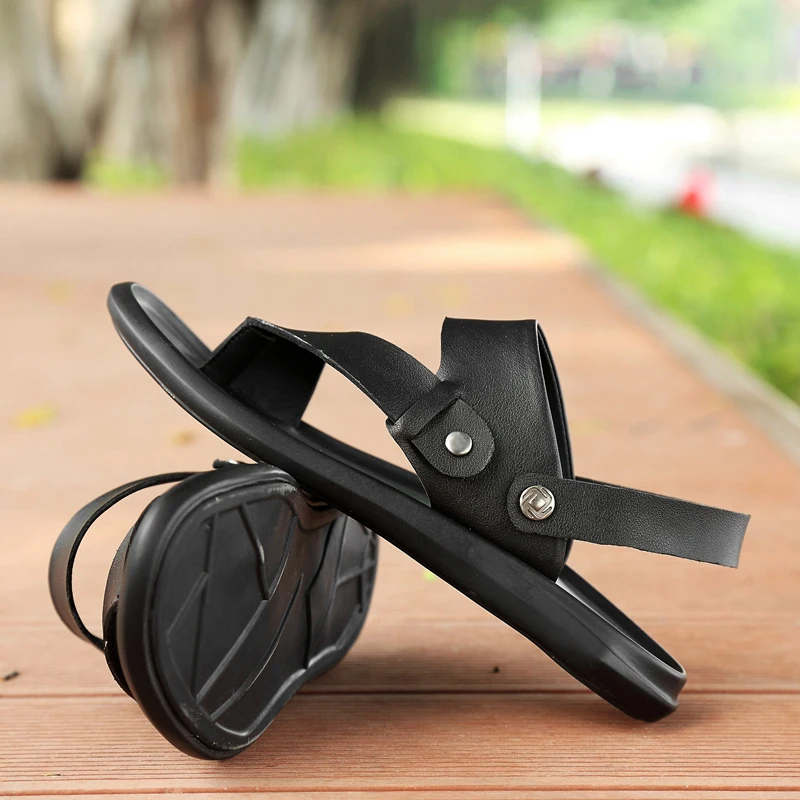 Сандалии мужские из натуральной кожи нескользящая пляжная обувь Повседневные