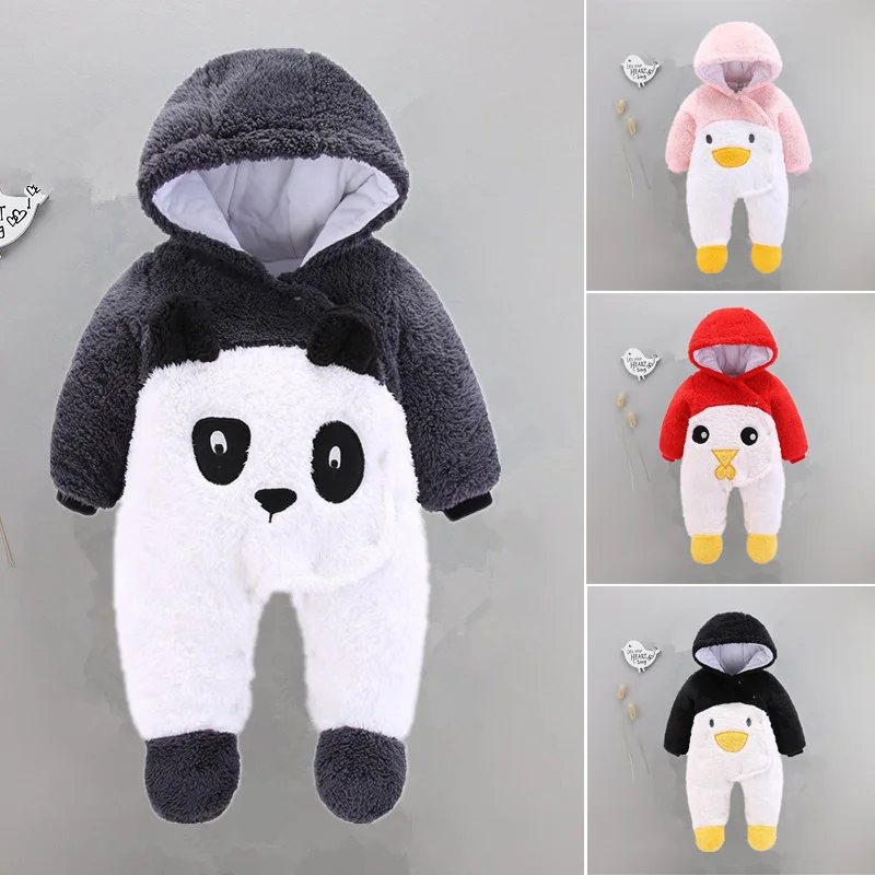 Коралловые детские комбинезоны из флиса Зимняя Теплая Одежда для новорожденных