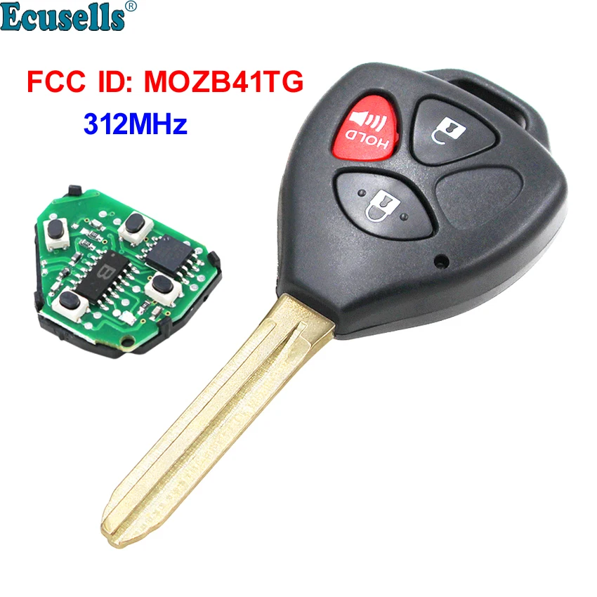 

3 Button 2+Panic Remote Key Fob 312MHz 4D67 chip for Toyota Yaris 2007-2013 Scion 2005-2010 TC with TOY43 Blank FCC ID MOZB41TG