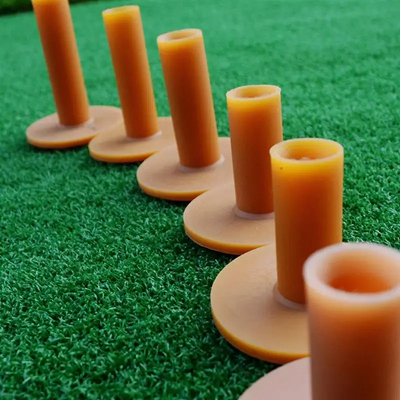 

54mm High Brown Golf Tees TPR Rubber Holder Tee Range Driving Practice Mat for Golf Golfer Training Aids Accessory Golf Tees