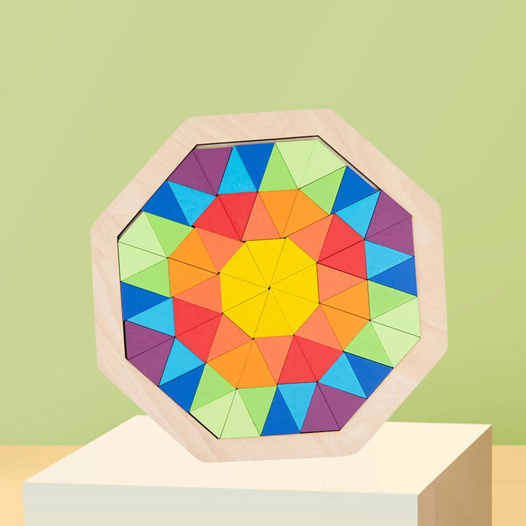 

Brain Teasers Puzzles Toy for Kids Wooden Colorful Fun Logic Training Tangram Puzzle Board