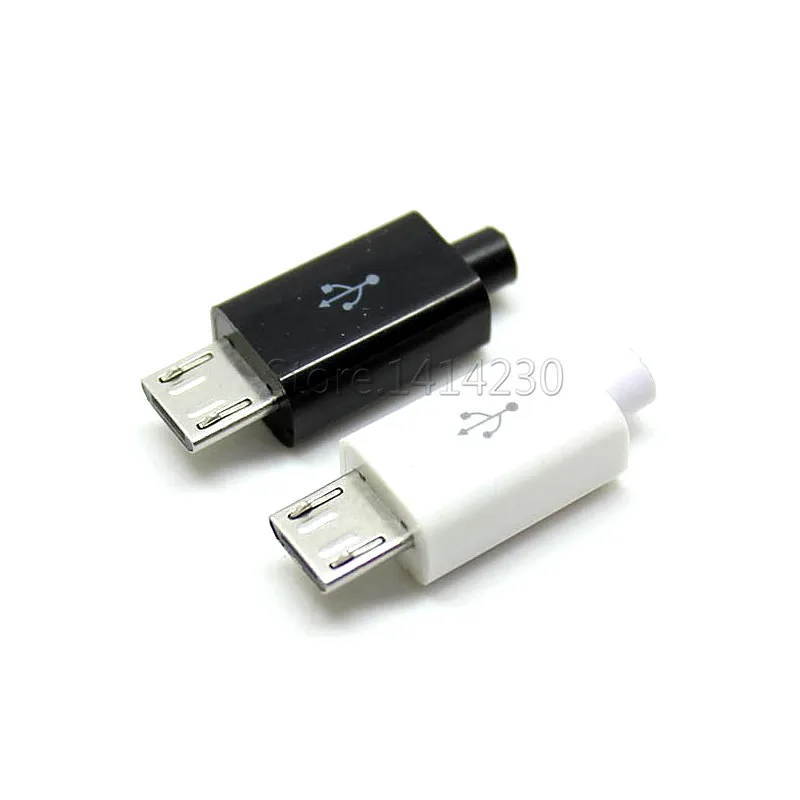 10 шт. Micro USB 5Pin штекер черный/белый сварка для DIY кабель для передачи данных Аксессуары