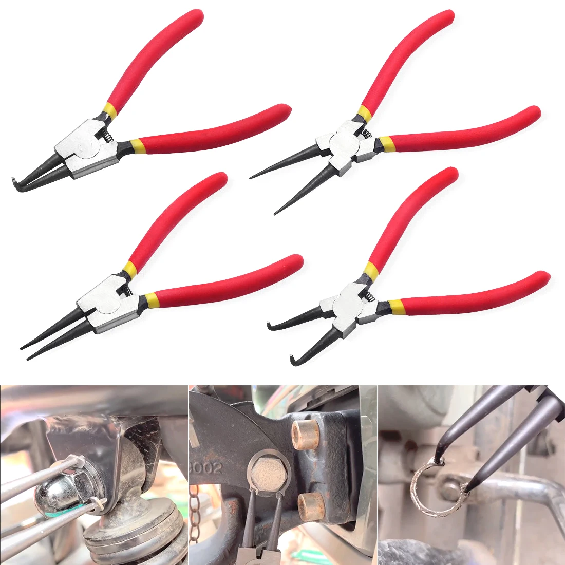 

4PCS Circlip Pliers Retaining Clip Snap Ring Disassembly Practical Circlip Pliers Set Home Crimp Tool Internal External Spring