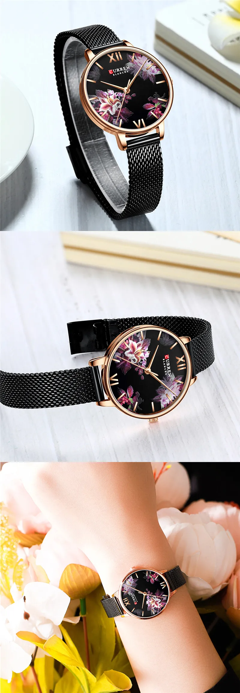 Часы CURREN женские наручные водонепроницаемые брендовые Роскошные модные с