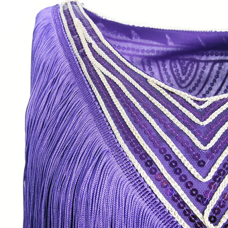 

Latin Dance Dress Adult Tassel Practice Suit Sleeveless Sequin Stage Performance Competition Dancing Costume