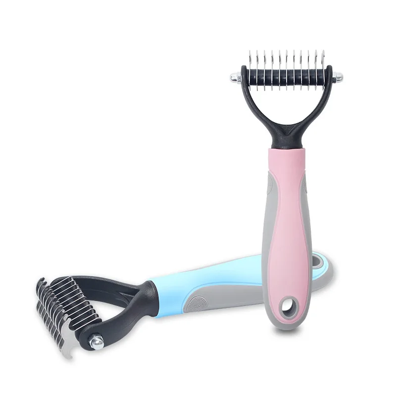 Новая двухсторонняя расческа из нержавеющей стали для домашних животных кошек