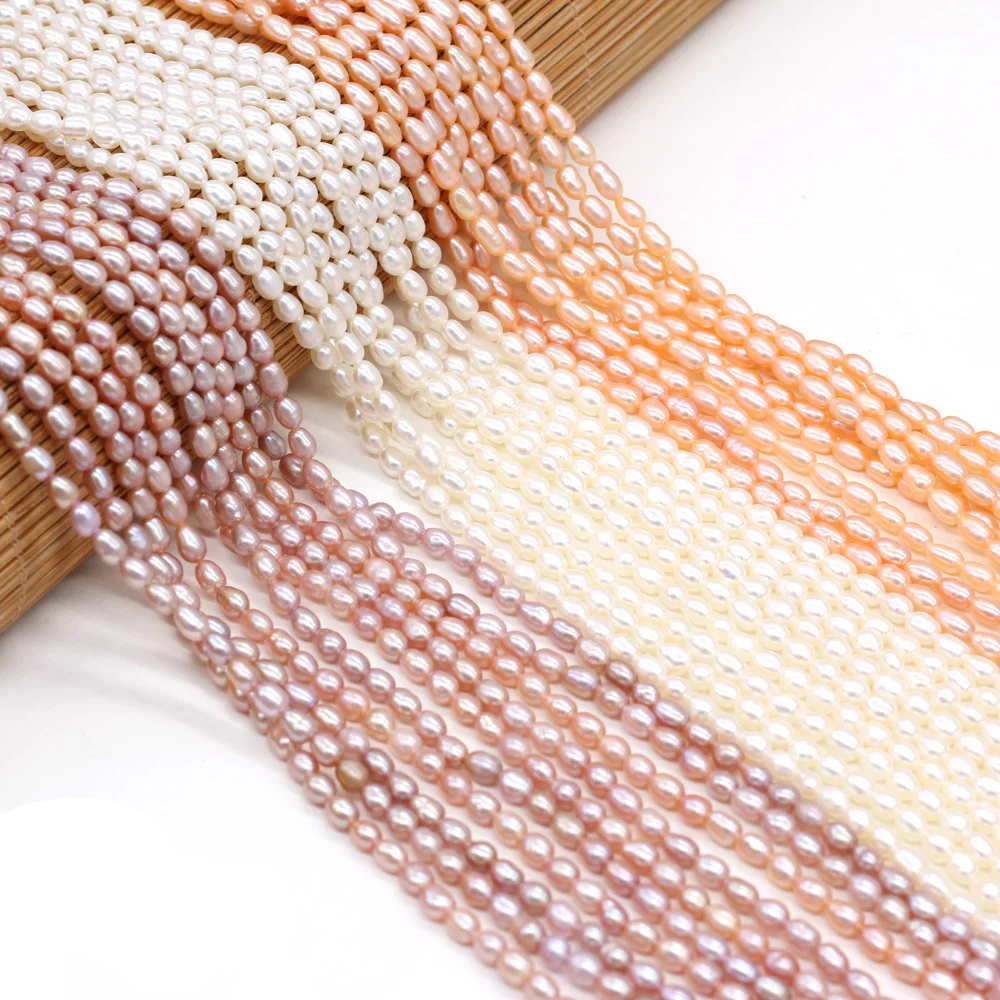 

High Quality Natural Freshwater Pearl Bead Punch Rice Shape Loose Pearl Beads for Make Jewelry DIY Bracelet Necklace Accessories