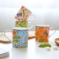 nordic flowers bone china mug creative ceramic coffee water cup afternoon teacup tazas drinking home decoration
