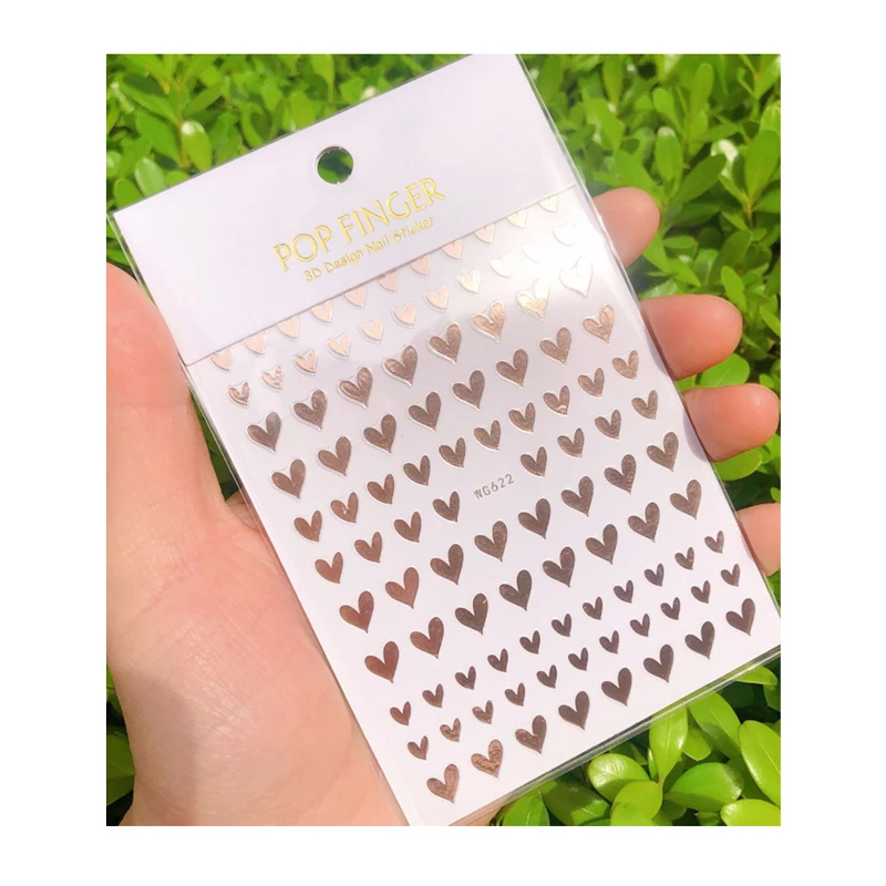 

10PCS new laser love heart various colors colorful nail stickers transfer manicure adhesive self-adhesive nail stickers