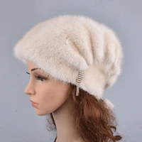 whole genuine mink fur hats female winter with mink fur pompons elegant luxury high quality ladies beanie