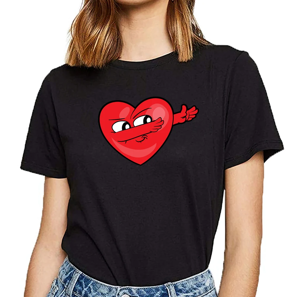 

Tops T Shirt Women dabbing dab heart valentines day Design Black Print Female Tshirt