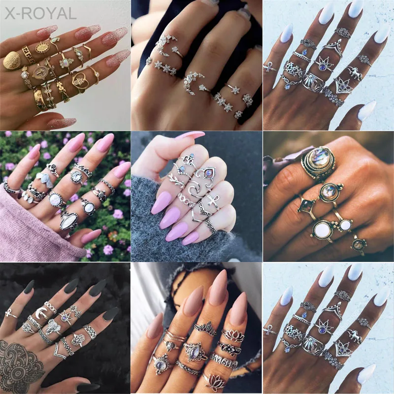 X ROYAL увеличенные в стиле панк бохо много стилей женские модные перстни Подарок на