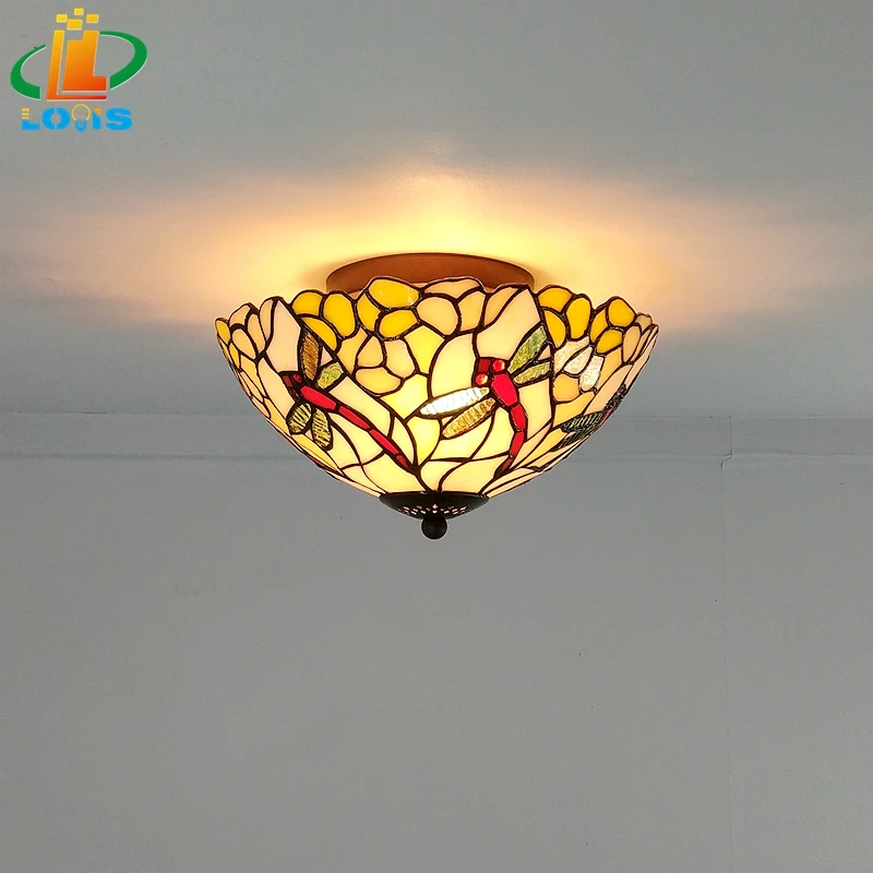 Американская потолочная лампа в виде стрекозы 10 дюймов светильник стиле тиффани