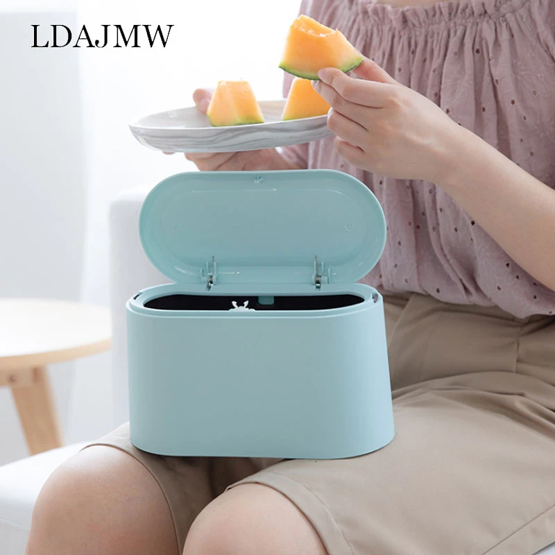 Зеленая пластиковая мусорная корзина настольный маленький контейнер для