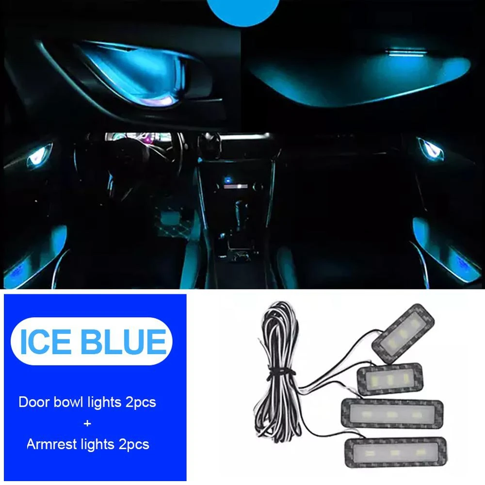 

4PCs Set Bowl handle Armrest Light Car Door Interior Light LED Atmosphere Light Auto Interior Door Light Decorative Lamp