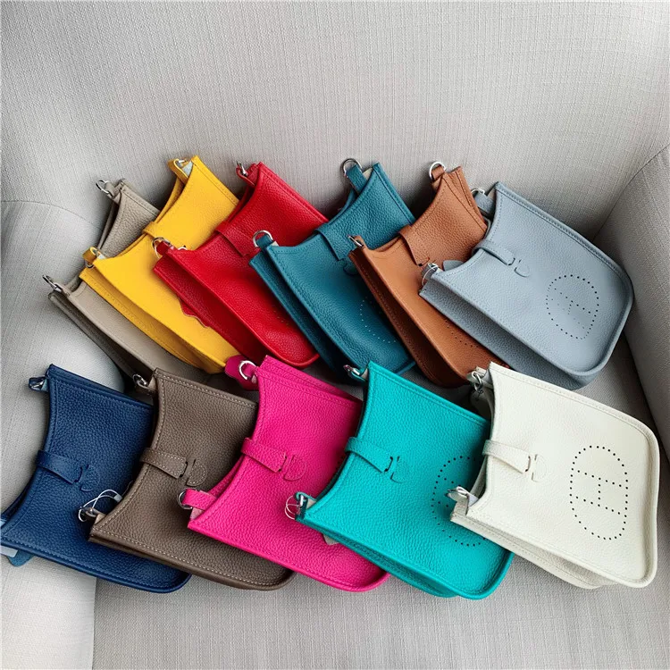 

New H family calfskin women's Bag Mini fashion personality one shoulder cross slung hollow bucket bag leather women's bag