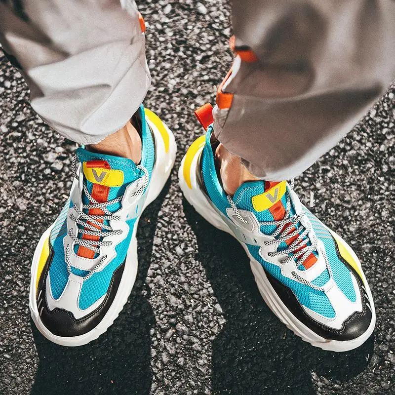 

2021 Brand Running Shoes Men Explosion Models Dad Shoes Microfiber Breathable Flying Woven Shoes Tide Lightweight Shoes Hot Sell