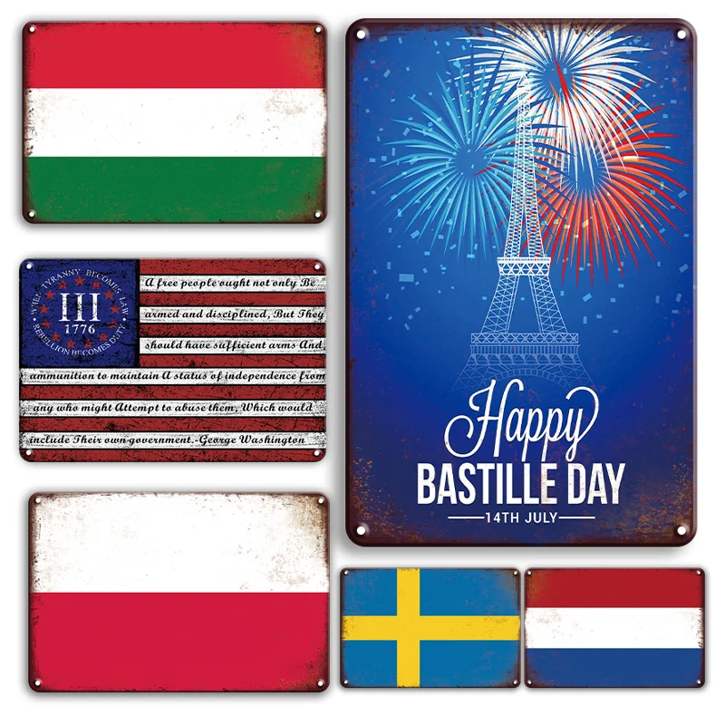 

America Flag Metal Plaque Sign Vintage Yard & Garden Decor Tin Sign Retro Germany Flag Tin Poster Personalized Mational Flag
