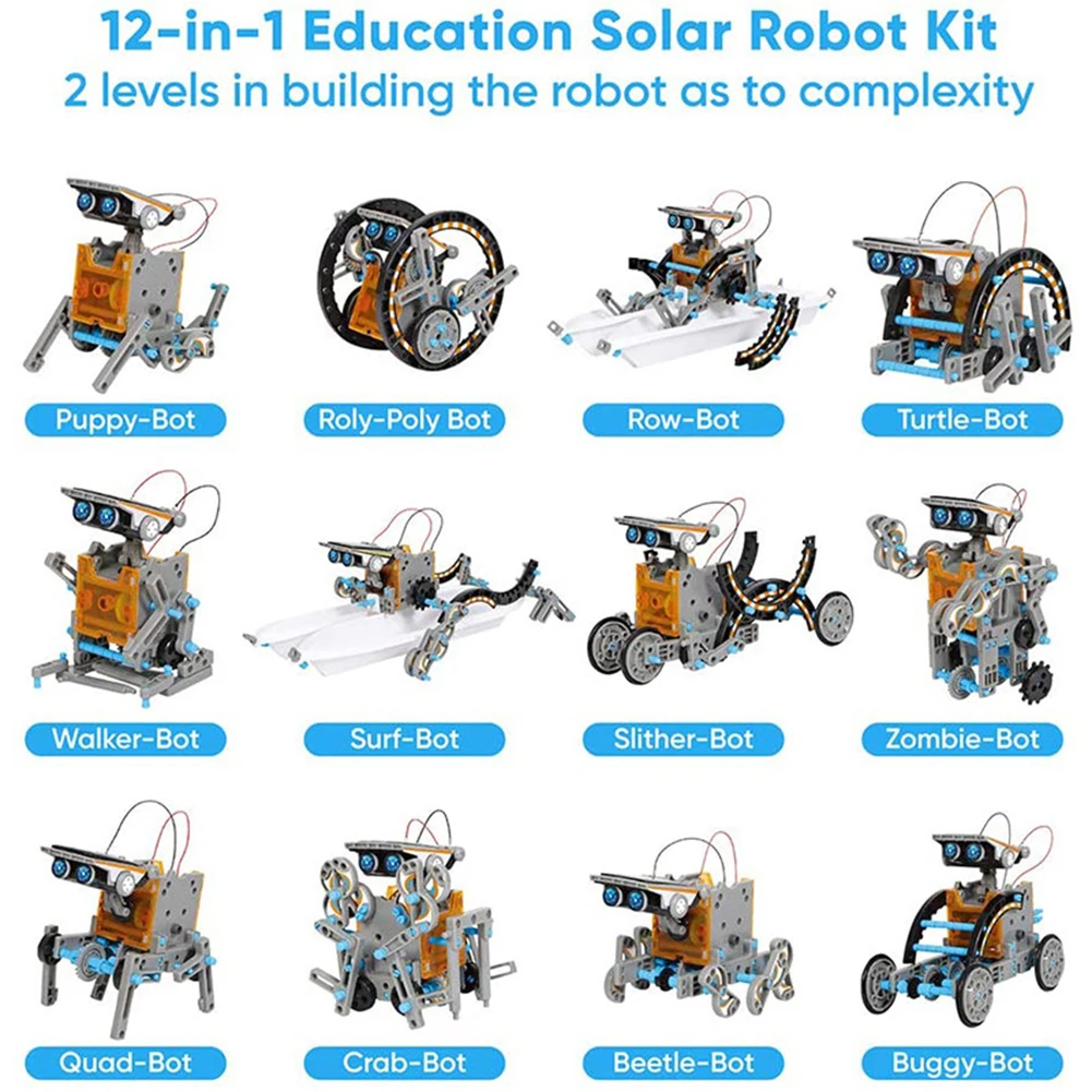 12 in 1 Solar Robot DIY Science Experiment Assembled Toy Kit STEM Learning Educational Creative Gift for Children Kids | Игрушки и хобби