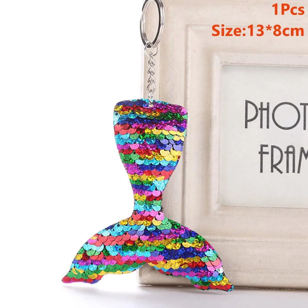 Mermaid Keychain 5 Taoup 1 шт. градиентные цвета радуги блестки маленький брелок для ключей «русалка» с днем рождения Русалка тема вечерние декор для кулоны для девочек DIY - Цвет: Mermaid Keychain 5