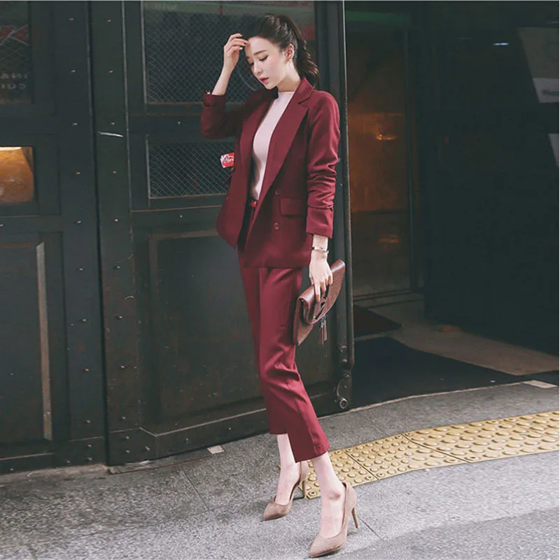 Повседневные однотонные женские брюки блейзер с лацканами куртка и Карандаш